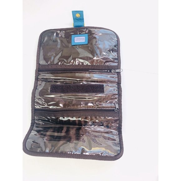 Stephanie Johnson Cosmetic Bag/Roll Crystal Bling Brown Faux Mink Fur NWOT - Picture 5 of 6